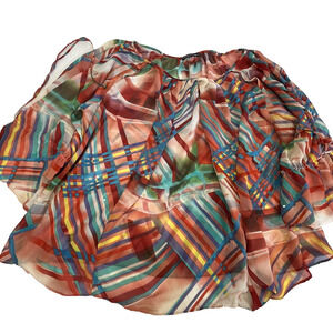 Meadow Rue Blouse Women Large Sheer Plaid Boho Orange